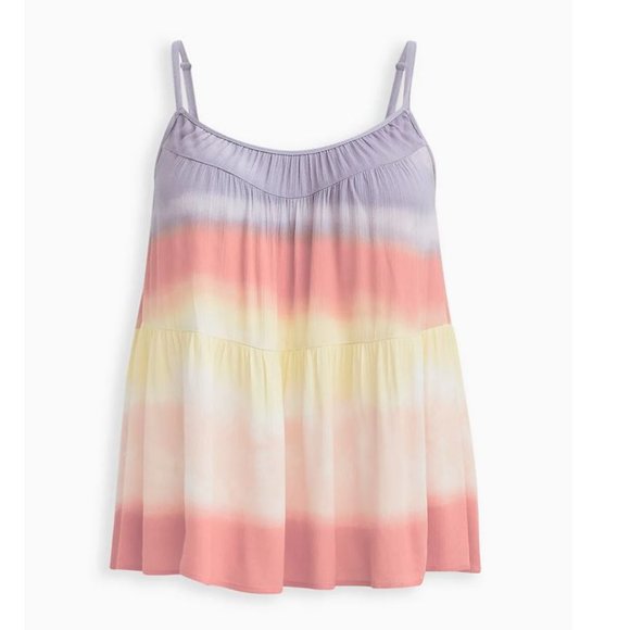 Torrid Size 1X 14-16 Tiered Camisole - Gauze Beach Stripe Tie Dye - Picture 4 of 4